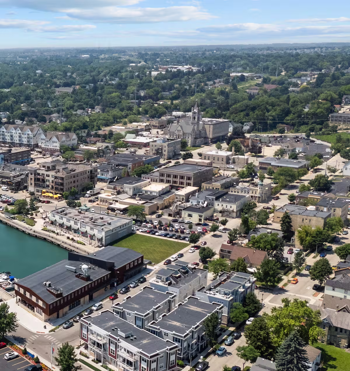 Aerial View of Idyllic Port Washington Wisconsin